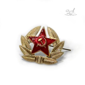 Insignia soviética de la Estrella Roja para sombrero, pin del ejército de la URSS, insignia militar comunista de la hoz y el martillo, broche de estilo vintage