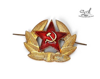 USSR Russian Military Badge Soviet Army Star Badge Hat Badge. USSR Soviet Union Russia Red Star cockade pin. Ref:OM30B