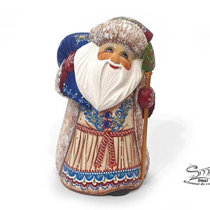 Wooden Carved Santa Claus Christmas tree ornaments Ded Moroz Père Noël Saint-Nicolas sculpté bois sapin de Noël Nativité. Réf:PN18A3 image 6