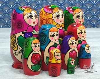 Russian Matryoshka 30 Piece Nesting Doll Set Blue White Winter Scenes Hand Painted Artist Signed Unique Etsy