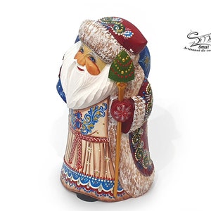 Wooden Carved Santa Claus Christmas tree ornaments Ded Moroz Père Noël Saint-Nicolas sculpté bois sapin de Noël Nativité. Réf:PN18A3 image 5