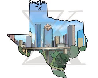 Digital Download of Houston, Texas Skyline Design, PDF, JPEG, PNG - Sublimation