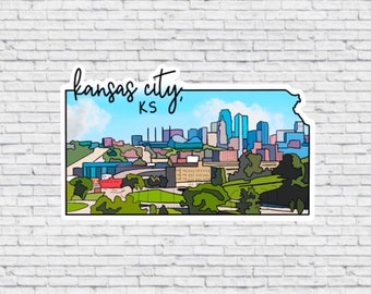 Kansas City, Kansas Diseño Pegatina E Imán / Vinilo Pegatina Impermeable / Imán de Kansas City