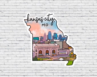 Naklejka projektowa Kansas City, Missouri I magnes | Wodoodporna naklejka winylowa | Magnes Kansas City, MO