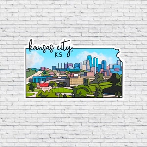 Kansas City, Kansas Design Aufkleber UND Magnet | Vinyl wasserfest Aufkleber | Kansas City Magnet
