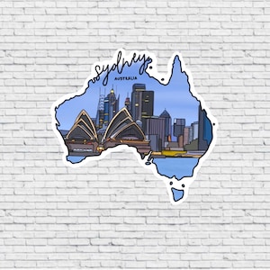 Adesivo e magnete di design Sydney, Australia / adesivo impermeabile in vinile / magnete Sydney