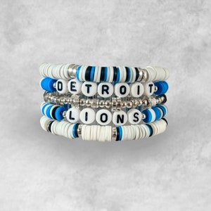 Detroit Football Bracelet Stack | Lions Bracelet Stack | Custom | Heishi Bead Bracelets | Friendship Bracelet Stack