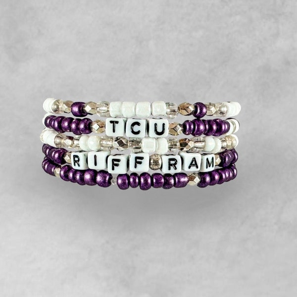 Texas Christian University Bracelet Stack | Riff Ram Bracelet Stack | TCU Horned Frogs | Custom | Seed Bead Bracelets