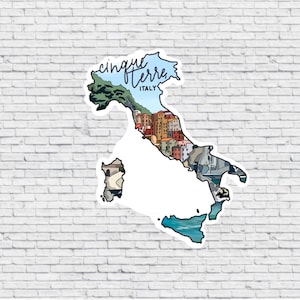 Cinque Terre, Italien Design Aufkleber UND Magnet | Vinyl wasserfest Aufkleber | Italien Magnet