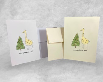 Packung Frohe Weihnachten Giraffen Karten | Weihnachtskarte Giraffe | Niedliche Minimalistische Weihnachtskarten