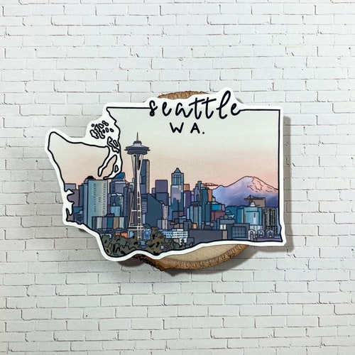 Seattle Skyline Vinyl Sticker / Seattle Washington Sticker / Etsy