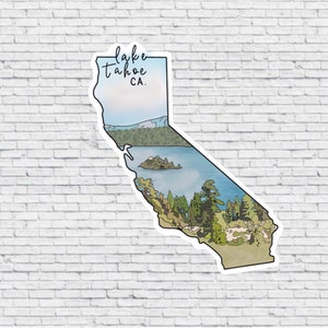 Lake Tahoe, Kalifornien Design Aufkleber UND Magnet | Vinyl wasserfest Aufkleber | Lake Tahoe Magnet