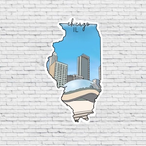 Pegatina E imán de diseño de frijol de Chicago, Illinois / pegatina impermeable de vinilo / imán de Chicago