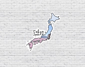 Tokio, Japón Monte Fuji y Flores de Cerezo Diseño Pegatina E Imán / Vinilo Impermeable Mate Pegatina / Imán de Tokio