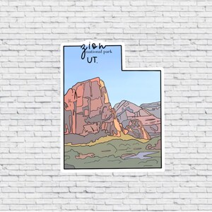 Zion Nationalpark Utah Design Aufkleber UND Magnet | Vinyl wasserfest Aufkleber | Zion Nationalpark Magnet