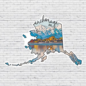 Anchorage, Alaska Ontwerpsticker EN Magneet | Waterdichte vinylsticker | Ankermagneet