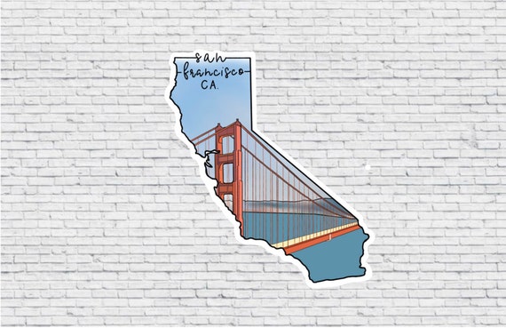 San Fransisco, California Golden Gate Bridge Design Sticker AND Magnet | Vinyl Waterproof Sticker | San Fransisco Magnet