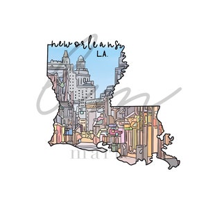 Download digital de New Orleans, Louisiana Skyline Design, PDF, JPEG, PNG - Sublimação
