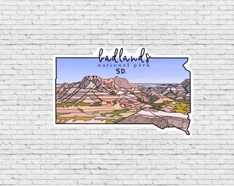 Badlands National Park, South Dakota Ontwerpsticker EN magneet | Waterdichte vinylsticker | Badlands Nationaal Park magneet