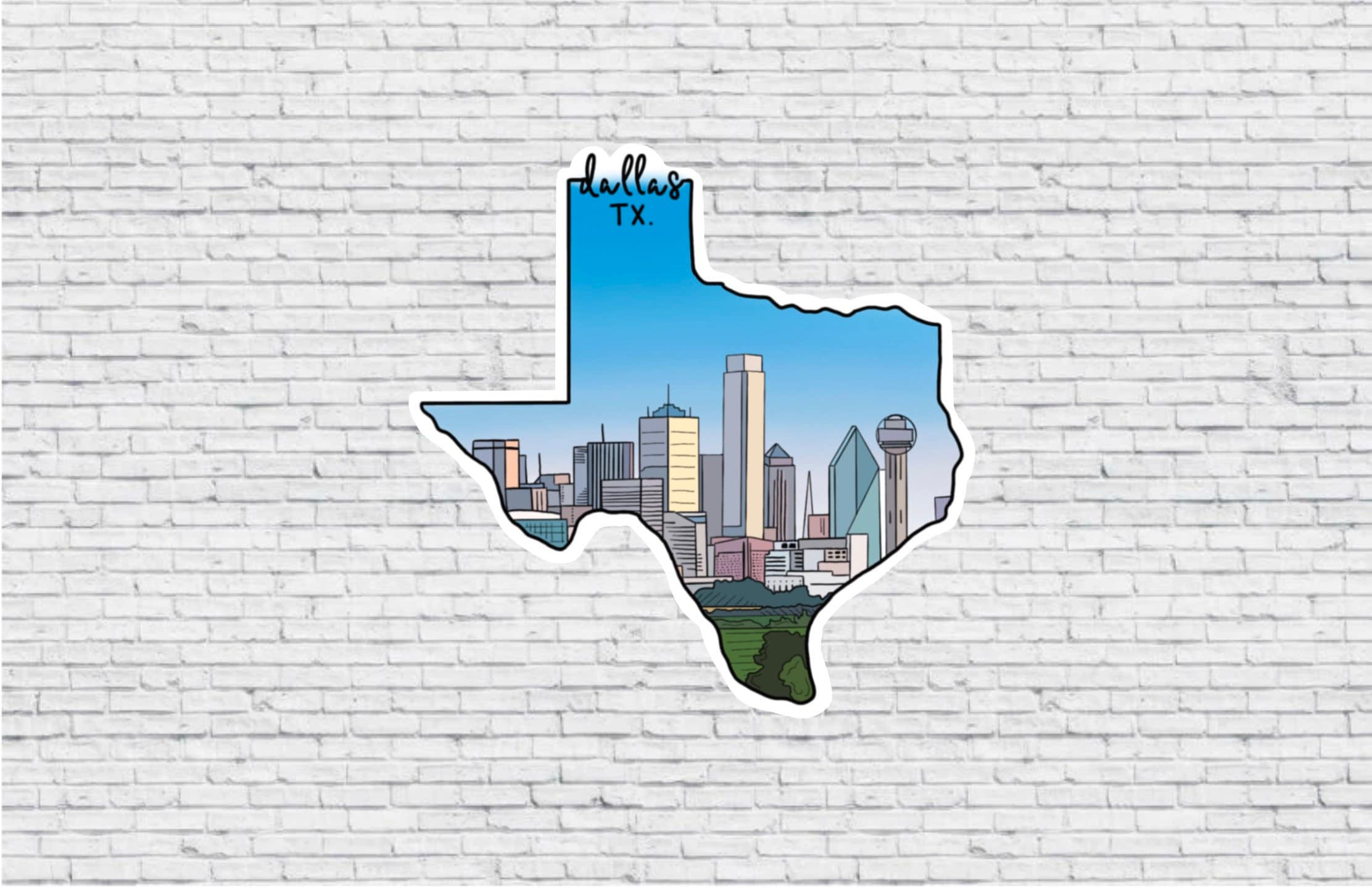 Dallas, Texas Skyline Design Sticker AND Magnet | Vinyl Waterproof ...