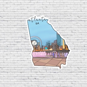 Atlanta, Georgia Design Aufkleber UND Magnet | Vinyl wasserfest Aufkleber | Atlanta Magnet