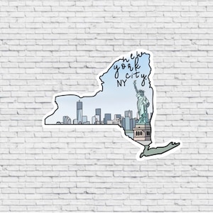 Adesivo e magnete di design di New York City, New York / Adesivo impermeabile in vinile / Magnete della Statua della Libertà di New York City