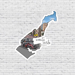 Monte Carlo, Monaco Racing F1 Design Aufkleber und Magnet | Vinyl wasserfest Aufkleber | Monte Carlo, Monaco Magnet