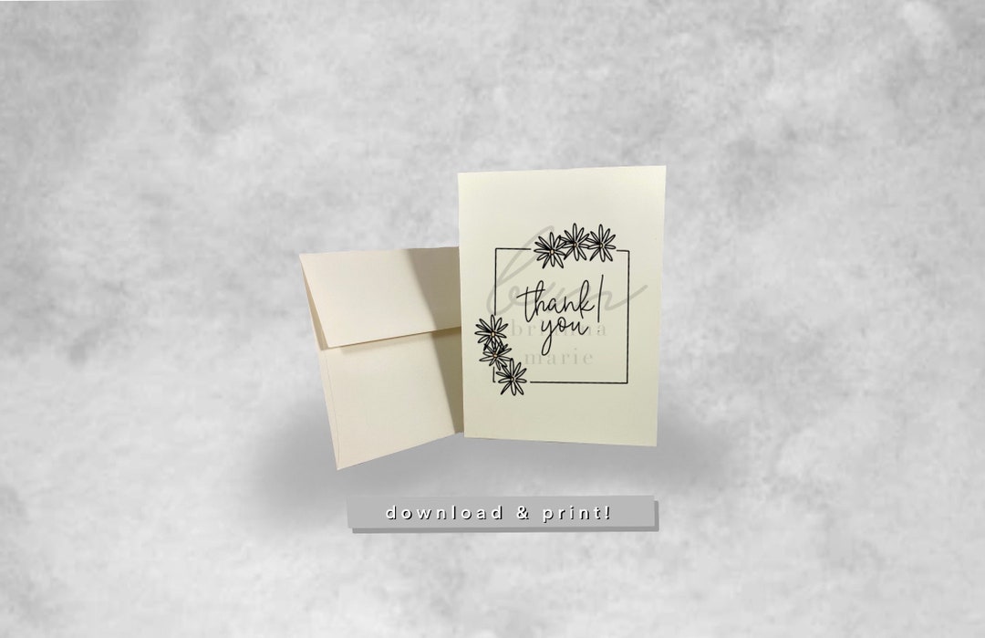Printable Thank You Card Printable Flowers Thank You Card Cute Thank ...