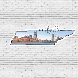 Nashville, Tennessee Skyline Sticker EN Ontwerp Magneet | Waterdichte vinylsticker | Nashville-magneet
