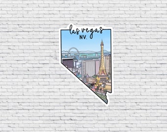 Las Vegas, Nevada Design Sticker AND Magnet | Vinyl Waterproof Sticker | Las Vegas Strip Magnet