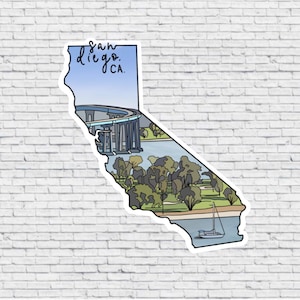 Adesivo di design E magnete di San Diego, California / Adesivo impermeabile in vinile / Magnete di San Diego