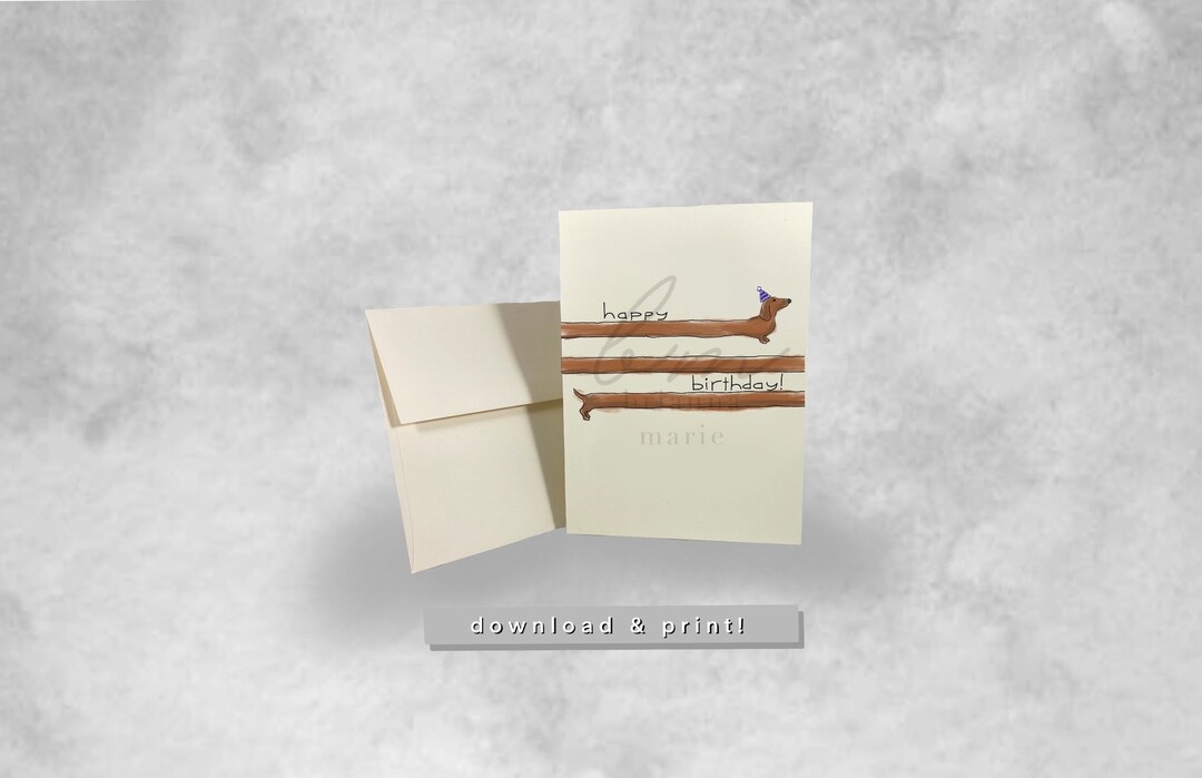 Printable Birthday Card Printable Weiner Dog Birthday Card Cute ...