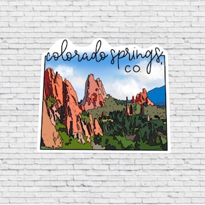 Colorado Springs, Colorado Design Aufkleber UND Magnet | Vinyl wasserfest Aufkleber | Colorado Springs Garten des Götter Magnet