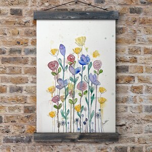 Abstract flowers watercolor painting for living room art wall for office decor original art for wall decoration 11x15 in