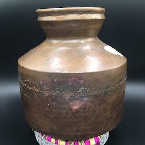Vintage Copper Water Pot with balancer India hand hammered