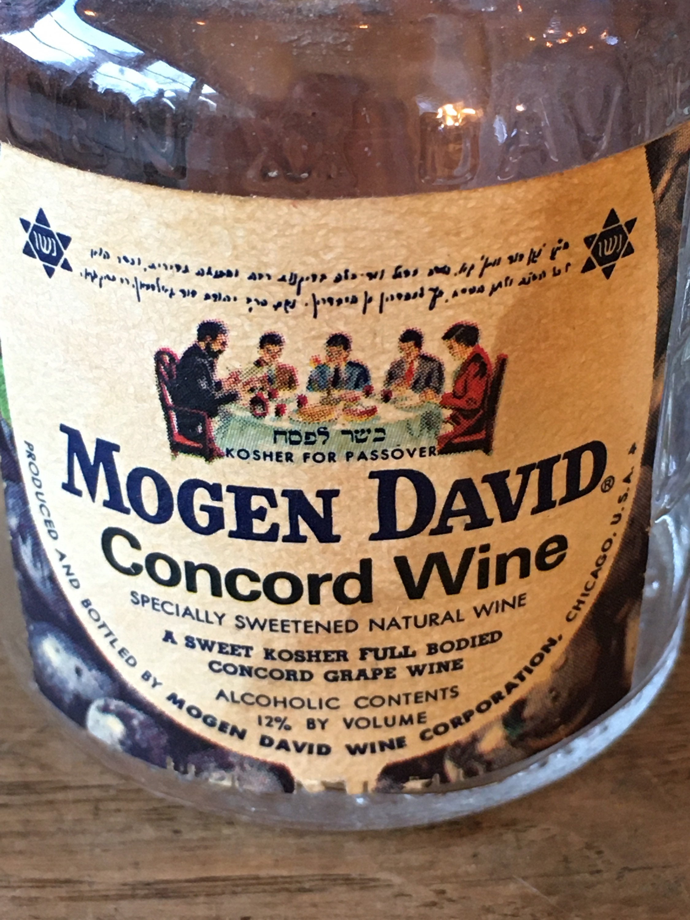 1960s Vintage Mogen David 4oz Kosher Wine Bottle Shabbat Chicago