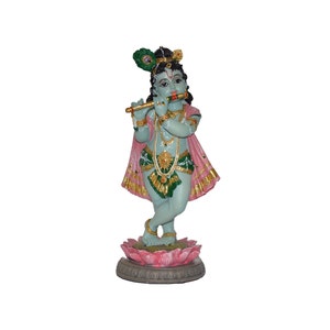 Lotus Krishna 8&quot;, Krishna Lotus Resin, Krishna Statue, Lord Krishna Idol, Krishna Statue For Sale, Krishna Statue Hare Krishna,