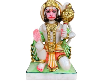Hanuman Statue: Marble Dust Bajrangbali Murti for Home Temple (12")