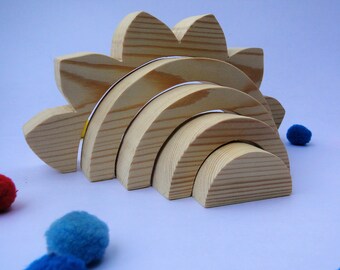 Wooden Sunrise Stacker, Mini Stacker, Montessori Stacker, Baby Gift, Sunrise Stacker, Wooden Stacker, Sun Rise