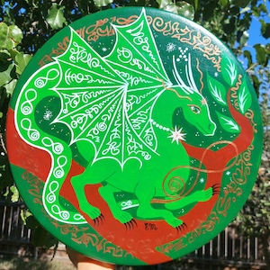 Hand painted Remo Buffalo vegan synthetic shamanic hand drum 16&quot; with light language symbols, sound healing instrument, sacred medicine