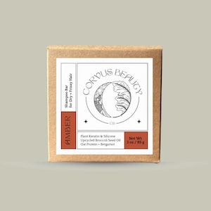 Solid Shampoo Bar for Dry and Frizzy Hair. Cocoa Bergamot Oatmeal Hair Care, Gentle pH Balanced Vegan Keratin Natural Silicone Shampoo Bar