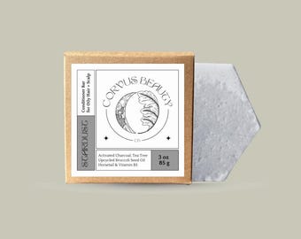 Tea Tree Solid Conditioner Bar: Activated Charcoal, Vegan, Oily Hair