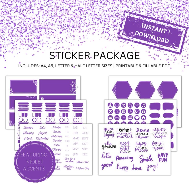 Stickers Package - Instant Download, A4 Size - Etsy