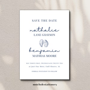 Oyster Save the Date Wedding Invitation - Beach Wedding Invite - Customizable Wedding Invitation Template - Templett