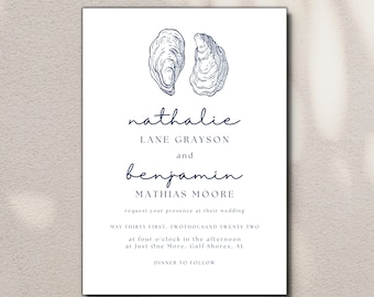 Oyster Wedding Invitation - Beach Wedding Invite - Customizable Wedding Invitation Template - Templett