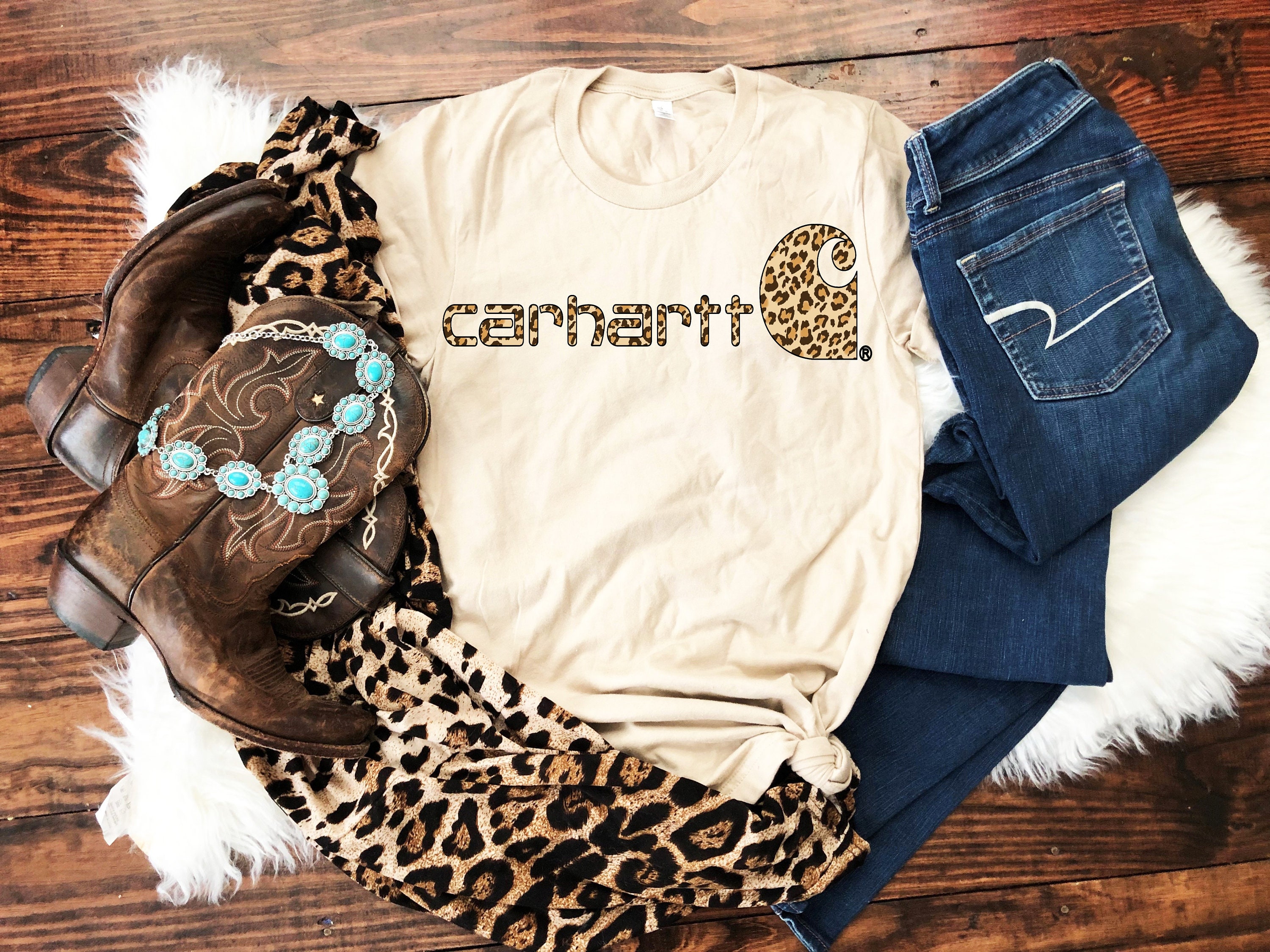 Carhartt Leopard Tee Etsy