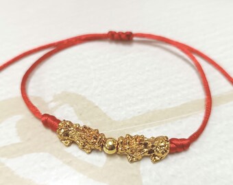 赤い糸の貔貅ブレスレット • 風水富 • 保護のお守り • 繁栄のための 
