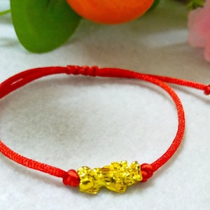 Fengshui Goldenes Pixiu Armband. Reichtum Armband. Rot Schwarz String Armband. Wohlstand. Good Luck Armband. Amulett.männer.frauen.geschenke.piyao
