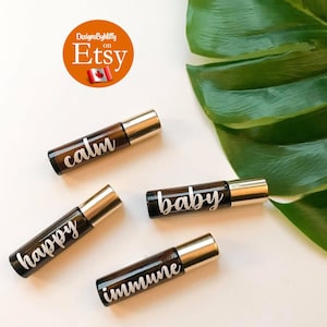 Vinyl labels for 10mL essential oil rollerballs (you choose the font & names) BULK DISCOUNT