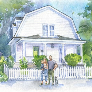 House Portrait With Owners Moving Gift Watercolor House Portrait Realtor Closing Gift Custom Gift image 1